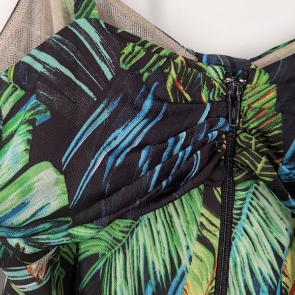 Bronx and Banco Jungle Jumpsuit Tropical Palms Green Black Size XXL Preowned - Picture 12 of 16